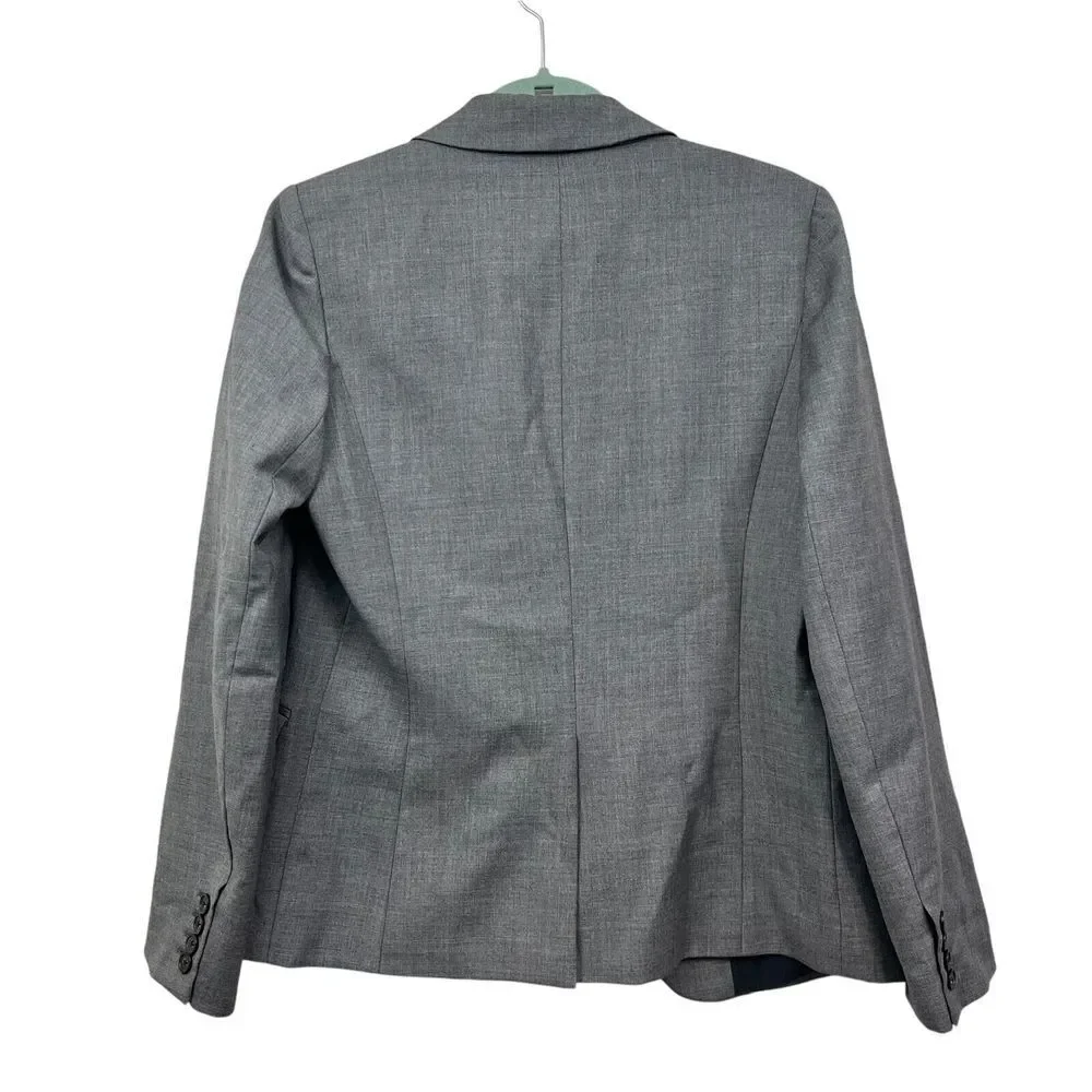 J. Crew Womens Super‎ 120's Blazer Wool Two Button Lined Flap Pockets Gray Sz 8
